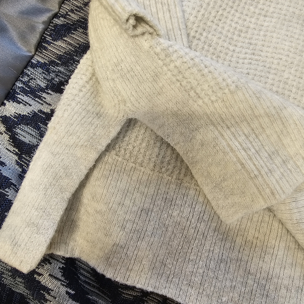 Aerie Cream Waffle Knit Sweater Collared Pullover Cotton Blend Soft Cozy Relaxed - Picture 7 of 11